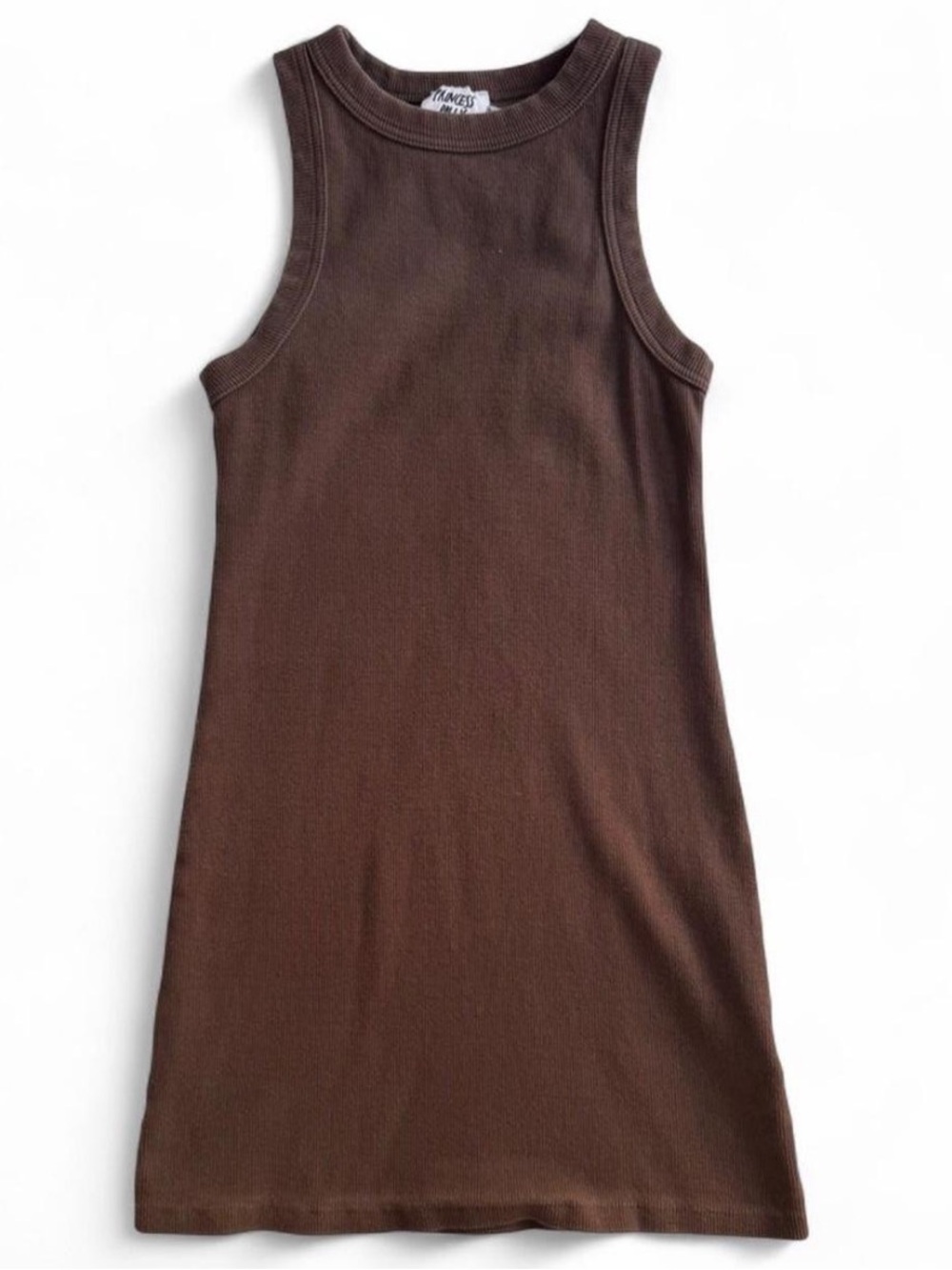 Princess Polly Tank Dress Sleeveless Ribbed in Brown